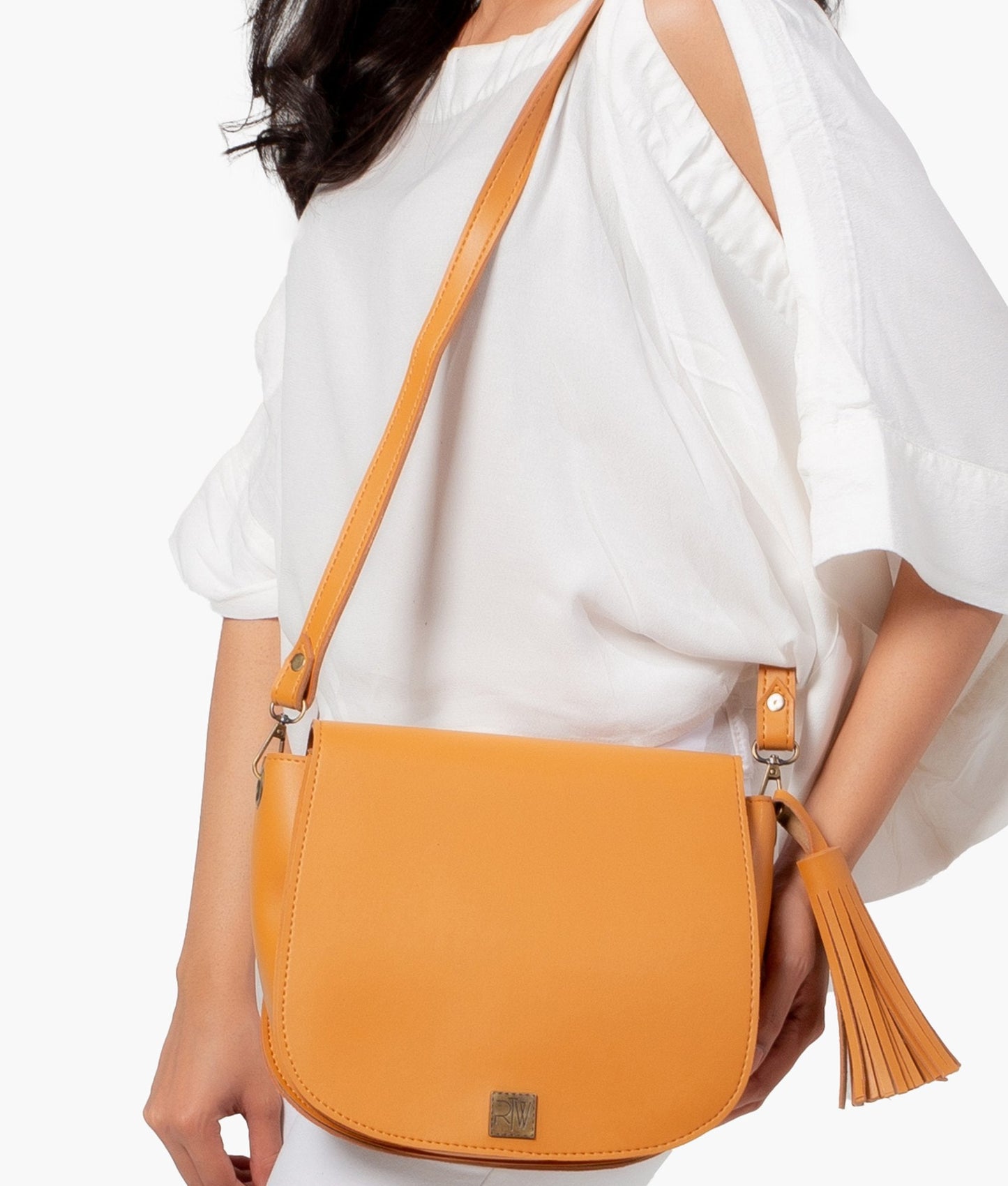 Mustard foldover saddle bag