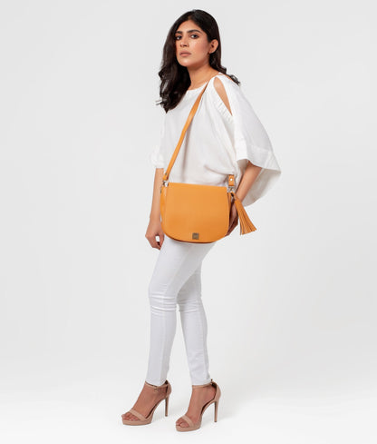 Mustard foldover saddle bag