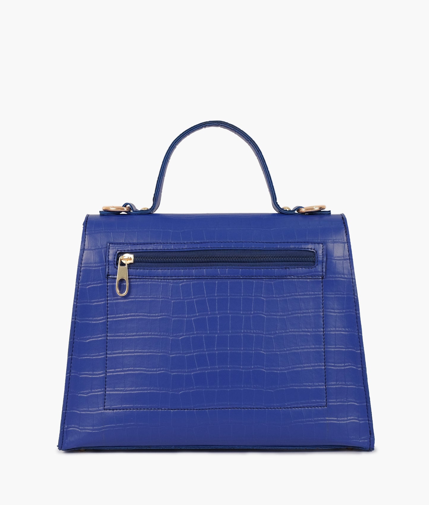 Blue top-handle crocodile mini bag