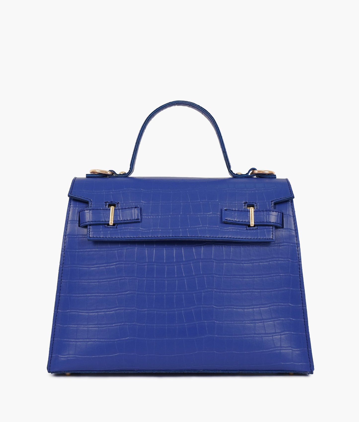 Blue top-handle crocodile mini bag