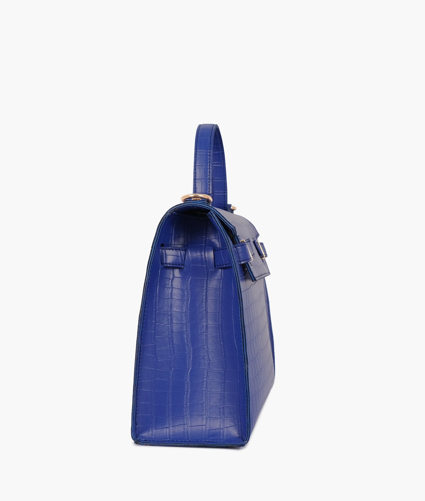 Blue top-handle crocodile mini bag