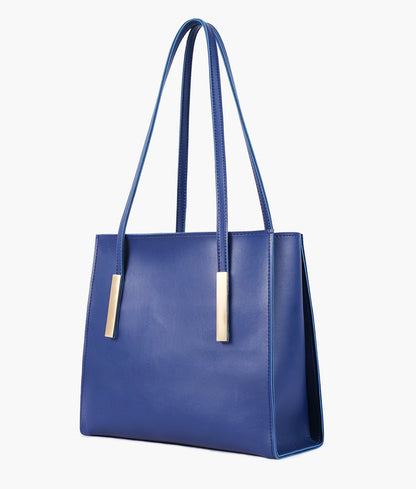 Blue zipper shoulder bag with long handle