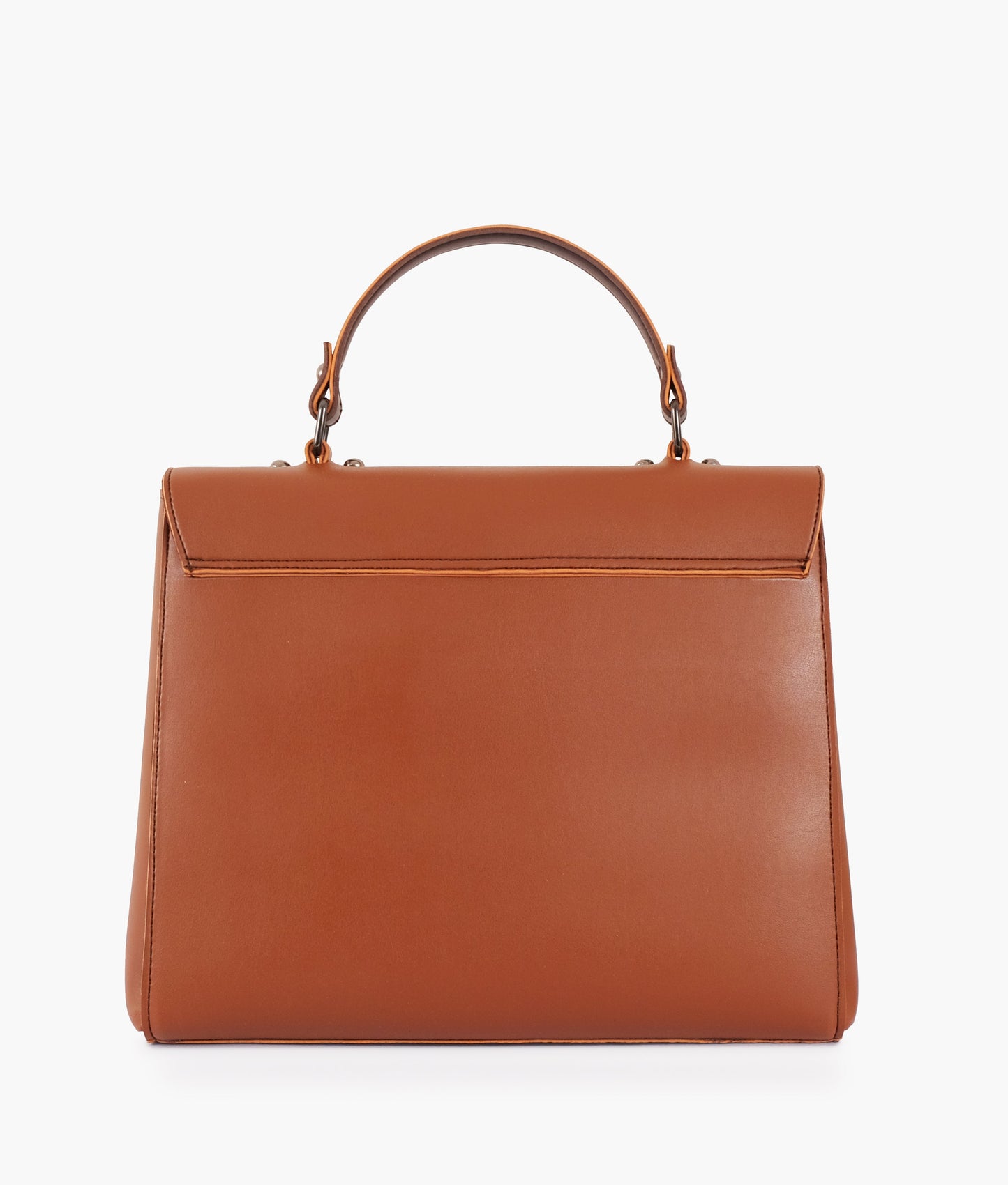 Brown flap-over top-handle bag