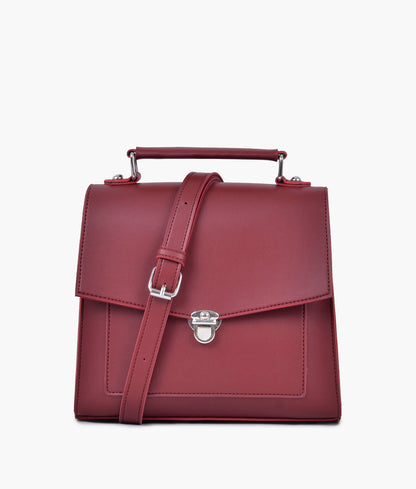 Maroon push-lock messenger bag