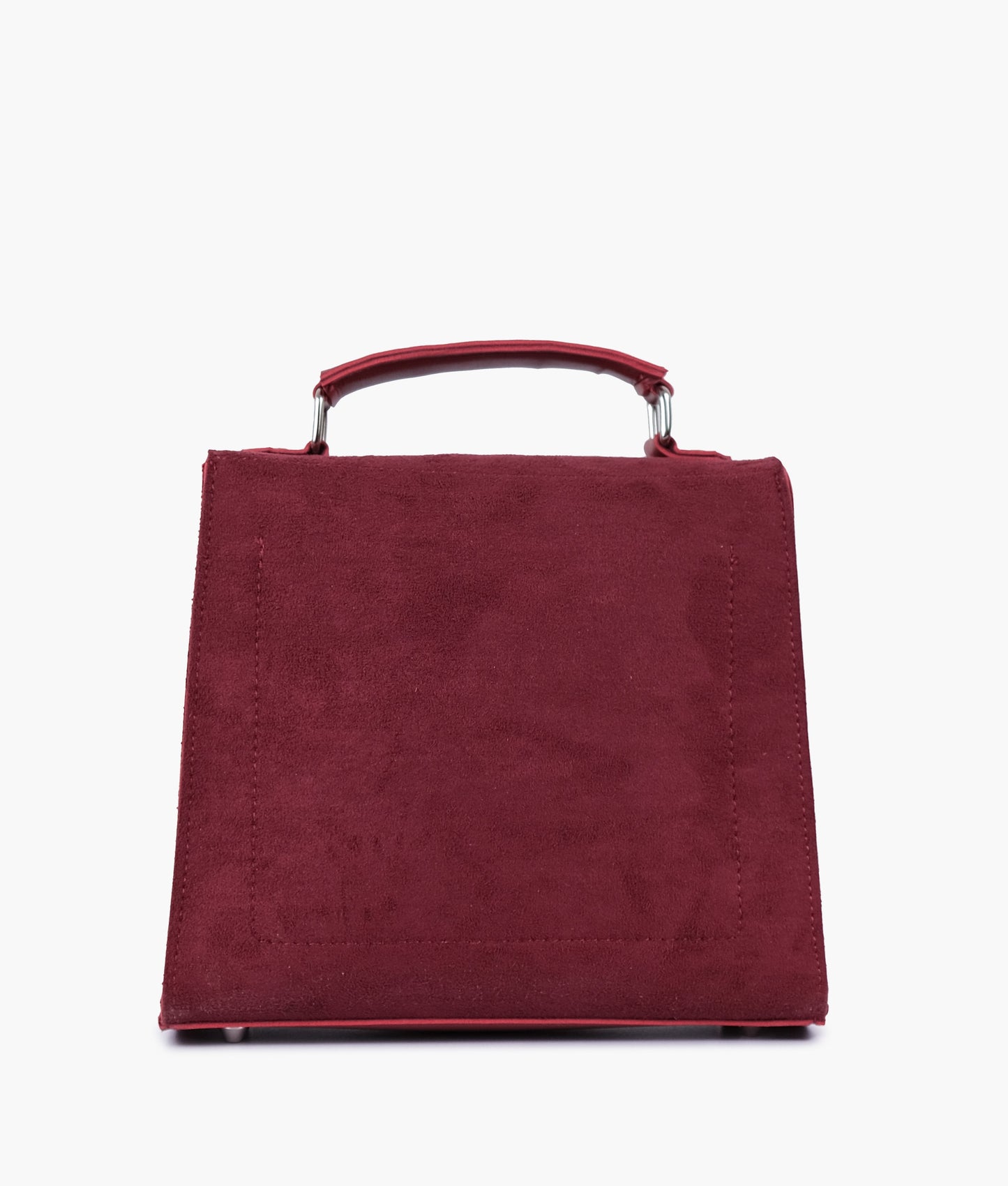 Maroon suede push-lock messenger bag