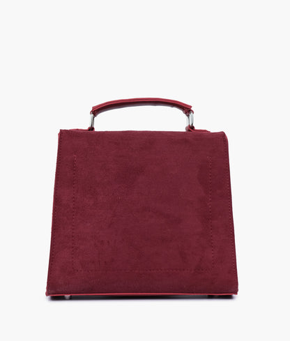 Maroon suede push-lock messenger bag