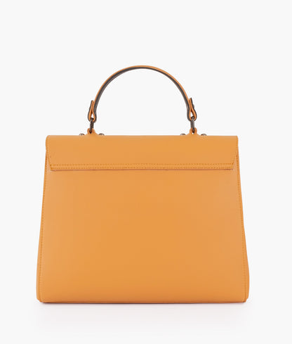 Mustard flap-over top-handle bag