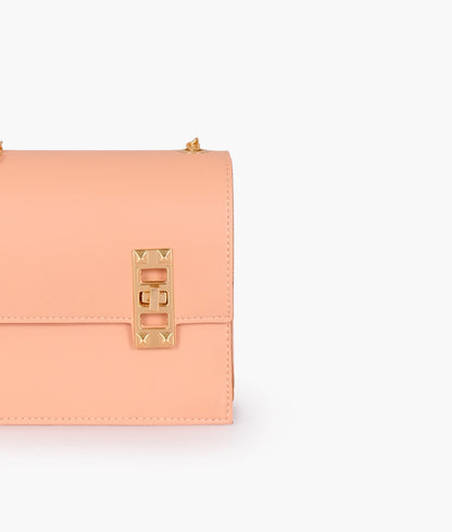 Peach chain shoulder bag with twist lock